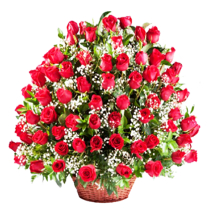 Canasto con 70 rosas