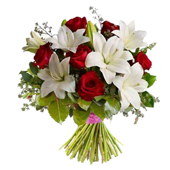 Ramo de 12 rosas y lilium Ramo de 12 rosas y lilium