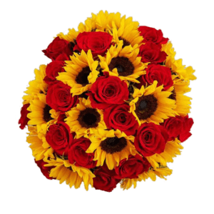 Ramo de 20 girasoles y 24 rosas