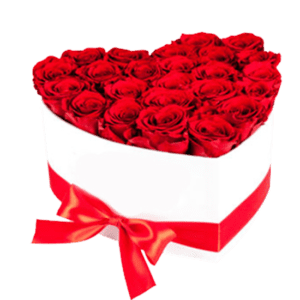 Caja corazón con 36 rosas