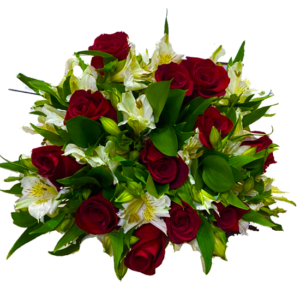 Ramo con 12 rosas y astromelias