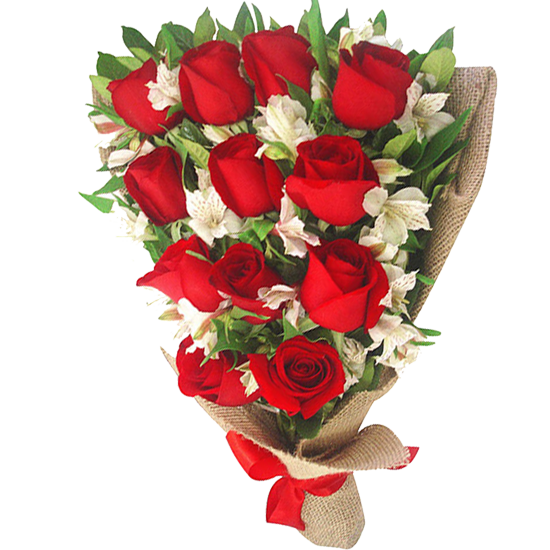 Ramo extendido con 12 rosas y Astromelias Ramo extendido con 12 rosas y Astromelias